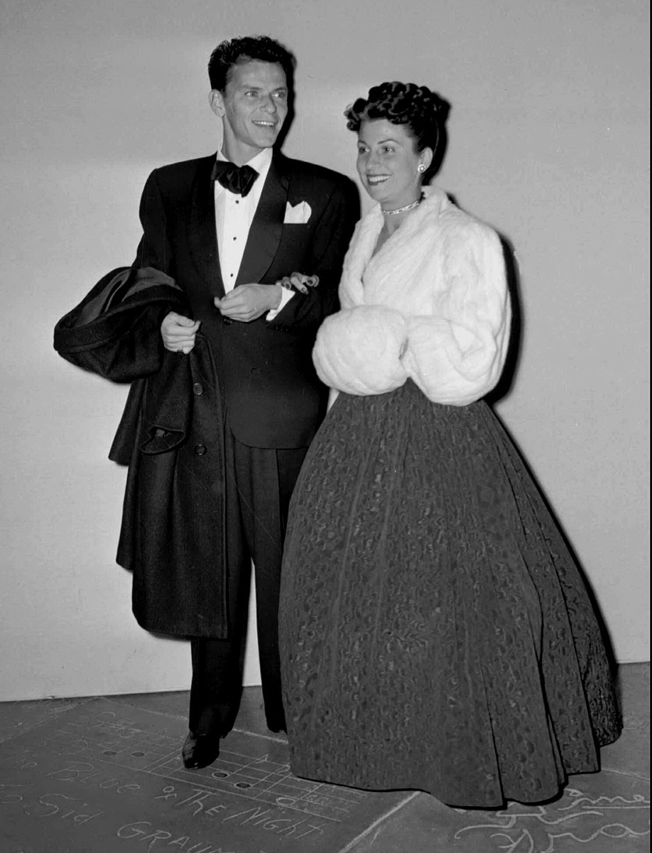 After a short stint with the Harry James band and his first recording, Sinatra moved on to sing in the Tommy Dorsey band in 1939. It was the same year that Sinatra met Nancy Barbato, also from New Jersey. The two got married in 1940 and had their first child, Nancy Sandra, the same year. In 1944, Nancy gave birth to Frank Jr. and four years later to Tina. In 1951, after years of infidelity, Sinatra and Nancy separated and divorced. The two are pictured together here at the Academy Awards in Hollywood in March 1946.