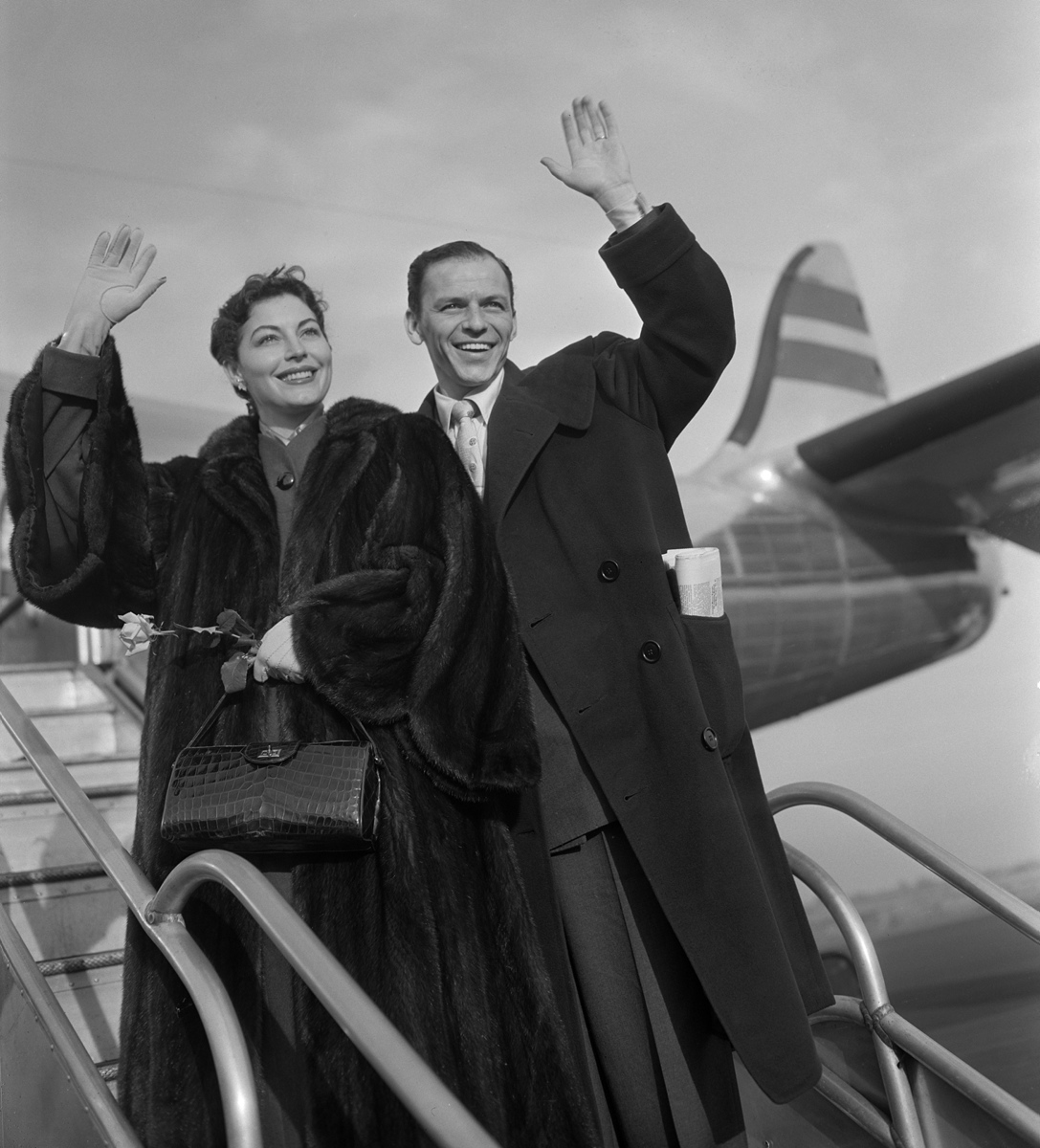After a few albums and records, Sinatra's career began to slow down and came to an all-time-low in 1950 following the sudden death of his publicist George Evans. His reputation further declined when his affair with actress Ava Gardner was reported by the media. Still married to Nancy, Sinatra began an affair with Gardner (pictured here) and the two ended up getting married in 1951. Their marriage was well-publicized as they had many fights and altercations with each other. Only two years into their marriage, they announced their separation with Gardner filing for divorce in 1954. The divorce was finally settled in 1957.