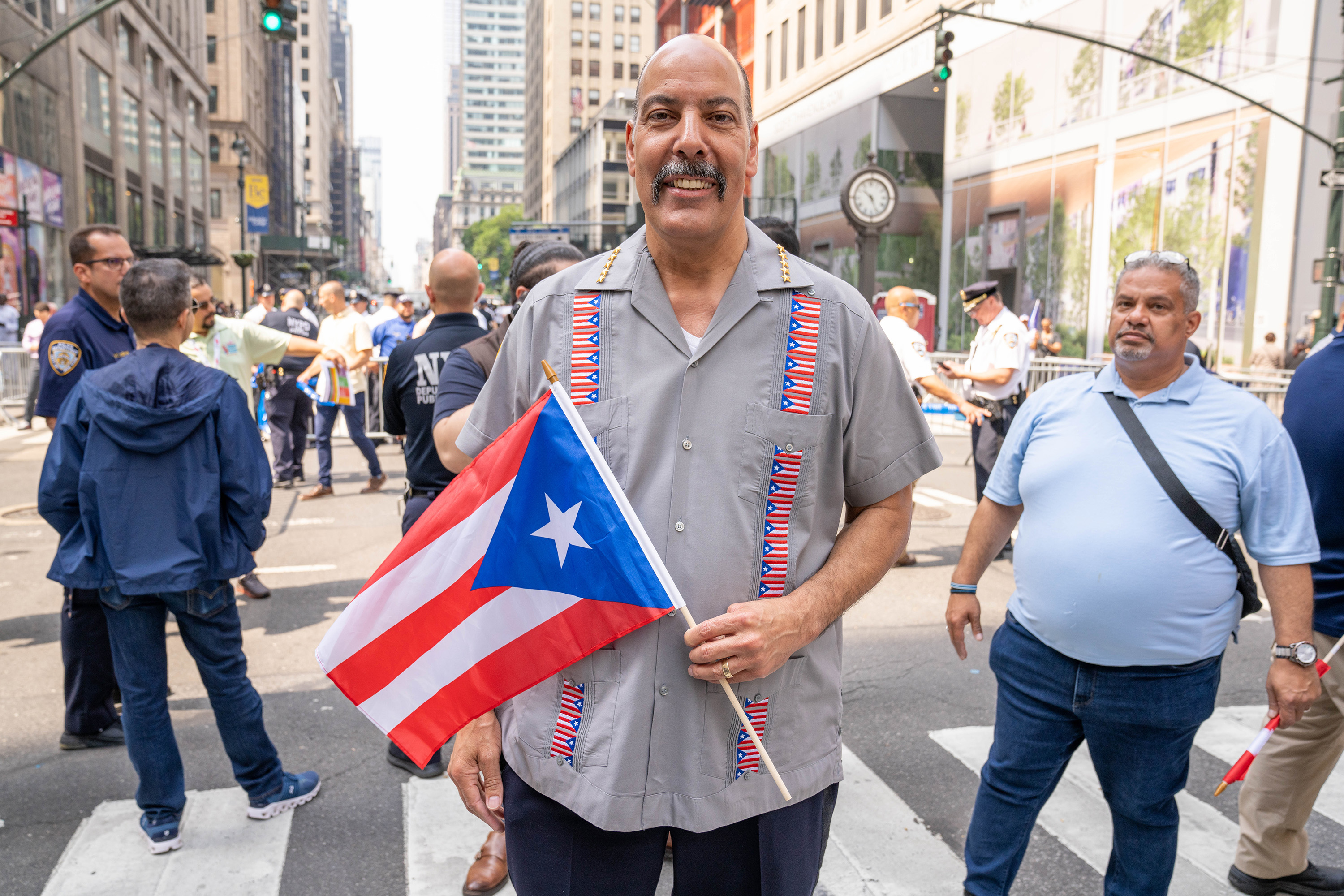 NYC Sheriff Anthony Miranda poses for a photo during the Puerto Rican Day Parade along 5th Avenue in Manhattan on Sunday, June 11, 2023.