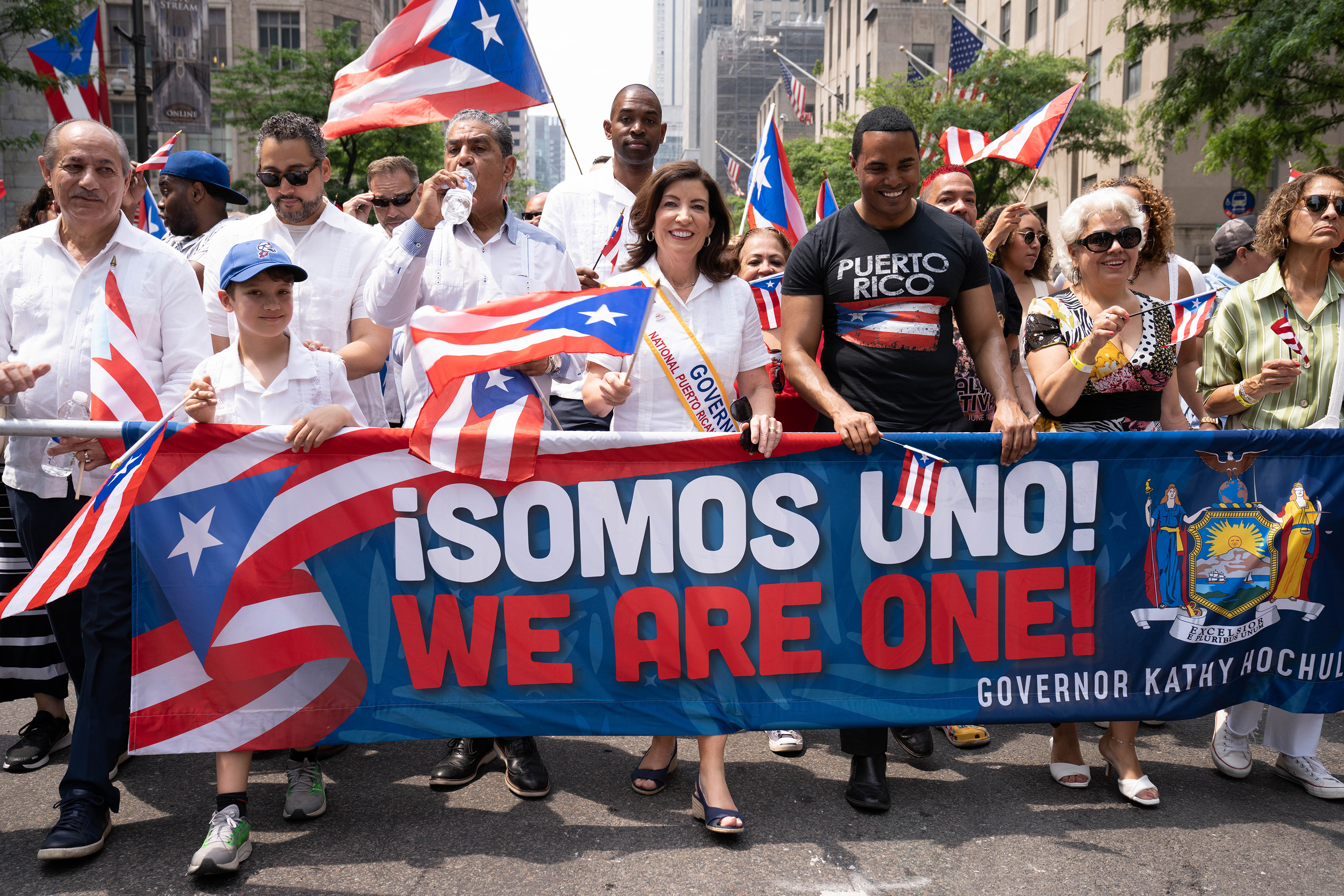 Governor Kathy Hochul is seen during the Puerto Rican Day Parade along 5th Avenue in Manhattan on Sunday, June 11, 2023.