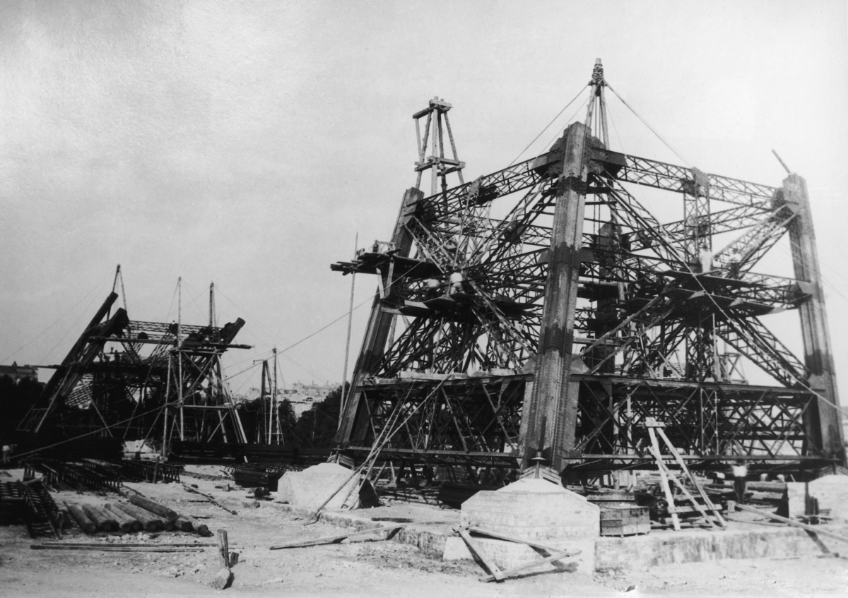 When completed, the Eiffel Tower was the highest construction in the world, and would remain so until New York's Chrysler Building was built in 1930. This photo shows the beginning stages of construction on the tower in Paris, on Sept. 1, 1887.
