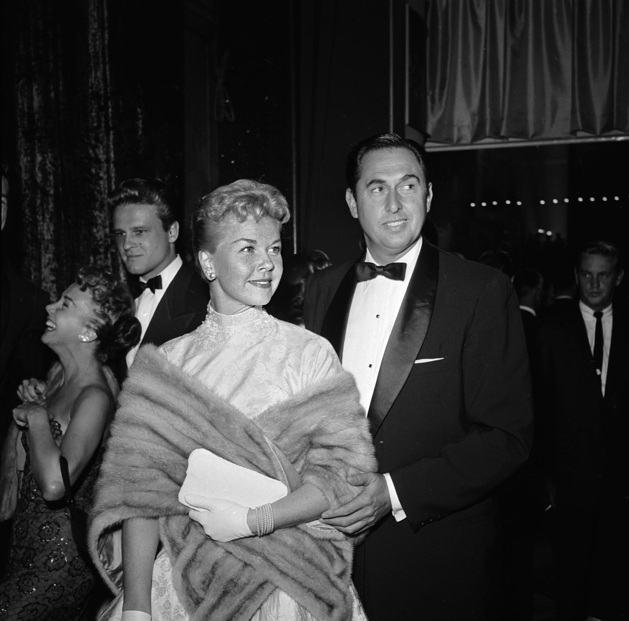 Actress Doris Day and her husband Martin Melcher are at the film premiere of 