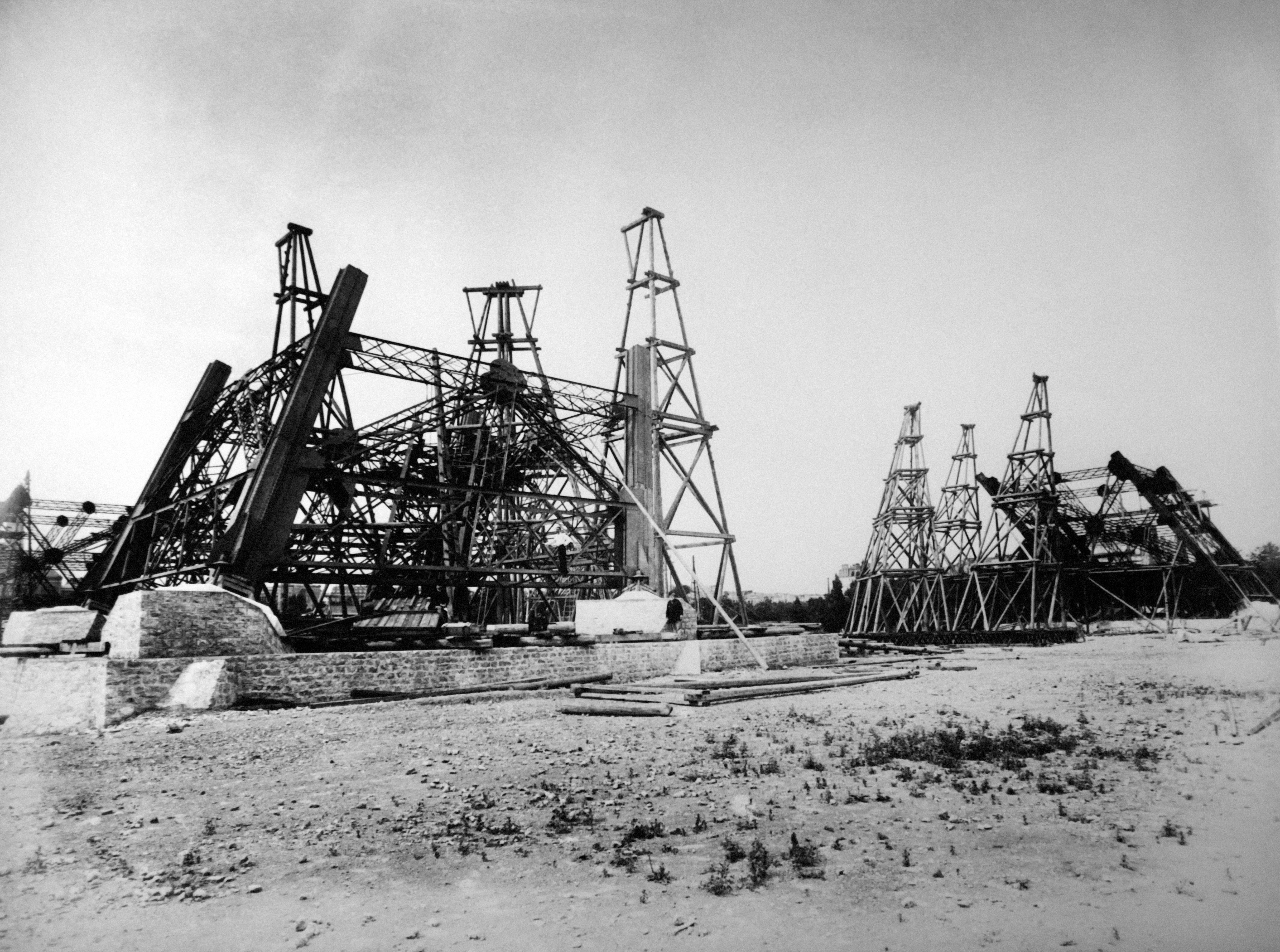 Eiffel Tower under construction in 1887 in Paris, France.