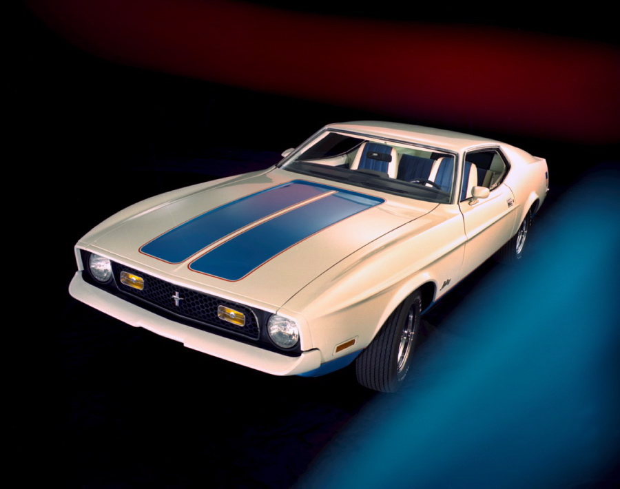 Go USA! Ford built this red, white, and blue Mustang to commemorate the 1972 United States Olympic Team, complete with USA decals on the rear panels.