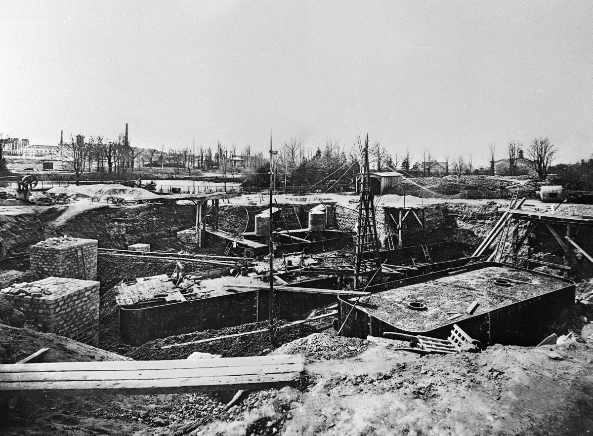 The bottom of what will be the Eiffel Tower is under construction in 1887 in Paris.
