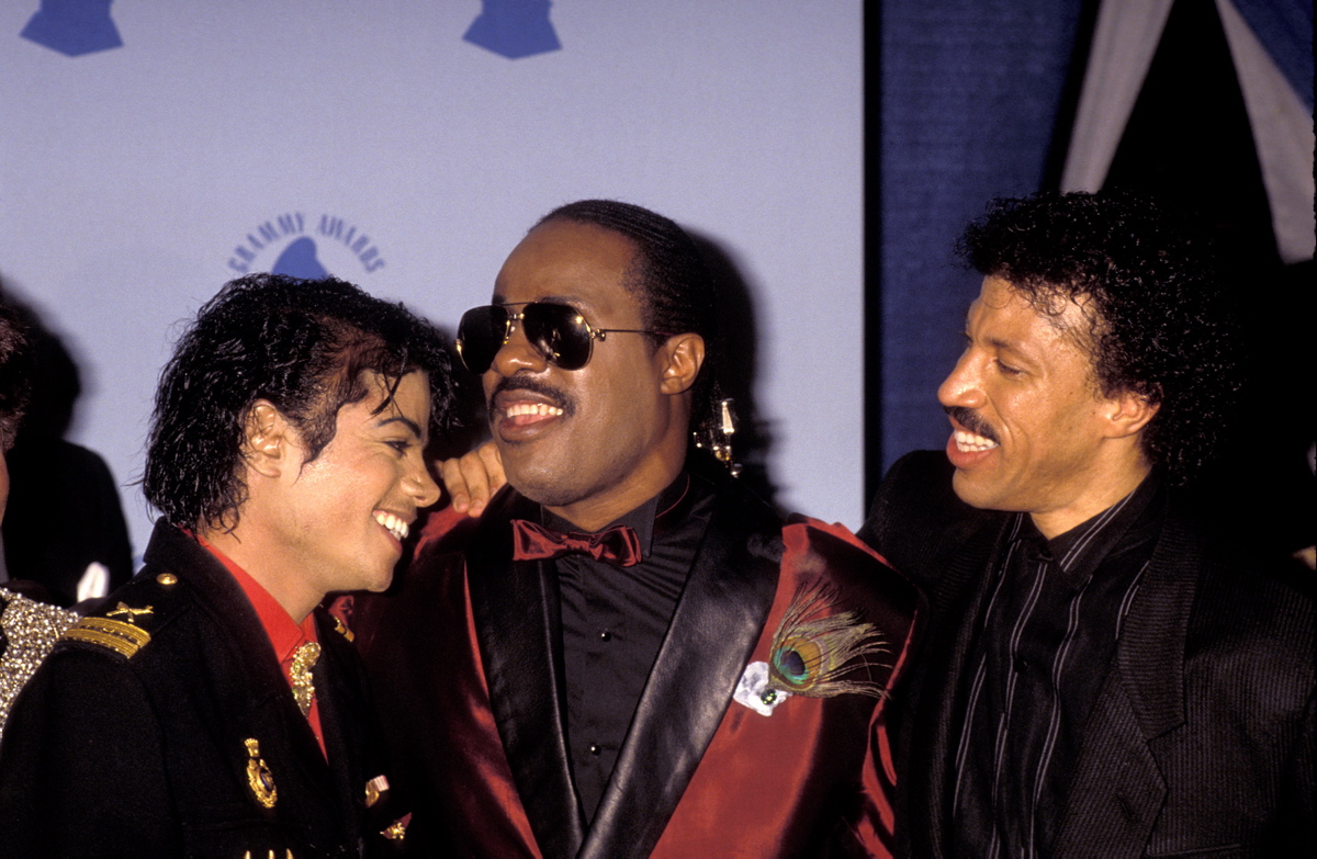 Michael Jackson, Stevie Wonder and Lionel Richie laughed backstage at the 28th Annual Grammy Awards on Feb. 25, 1986.